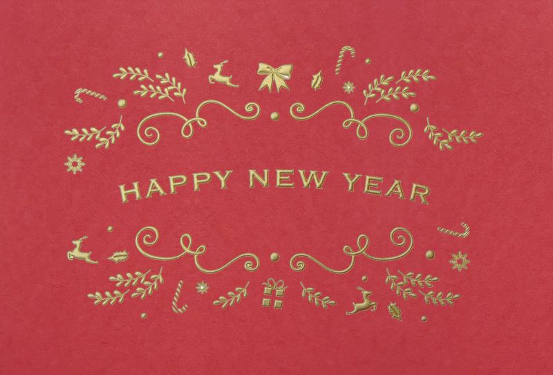 Happy New Year Embossed Christmas Cards  